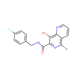 O=C(NCc1ccc(F)cc1)c1nc(Br)c2cccnc2c1O ZINC000095573474