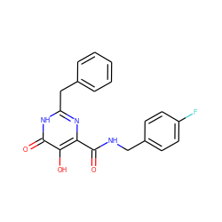 O=C(NCc1ccc(F)cc1)c1nc(Cc2ccccc2)[nH]c(=O)c1O ZINC000014979598