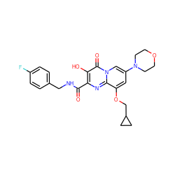 O=C(NCc1ccc(F)cc1)c1nc2c(OCC3CC3)cc(N3CCOCC3)cn2c(=O)c1O ZINC000064540885