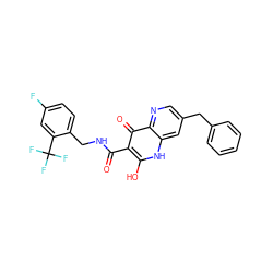 O=C(NCc1ccc(F)cc1C(F)(F)F)c1c(O)[nH]c2cc(Cc3ccccc3)cnc2c1=O ZINC000073196613