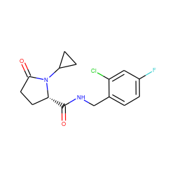 O=C(NCc1ccc(F)cc1Cl)[C@@H]1CCC(=O)N1C1CC1 ZINC000095565361