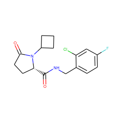 O=C(NCc1ccc(F)cc1Cl)[C@@H]1CCC(=O)N1C1CCC1 ZINC000058583103