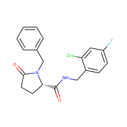 O=C(NCc1ccc(F)cc1Cl)[C@@H]1CCC(=O)N1Cc1ccccc1 ZINC000058576524