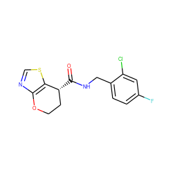 O=C(NCc1ccc(F)cc1Cl)[C@@H]1CCOc2ncsc21 ZINC000220856014