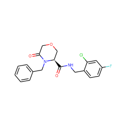 O=C(NCc1ccc(F)cc1Cl)[C@@H]1COCC(=O)N1Cc1ccccc1 ZINC000095565833