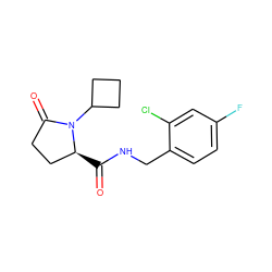 O=C(NCc1ccc(F)cc1Cl)[C@H]1CCC(=O)N1C1CCC1 ZINC000095565080