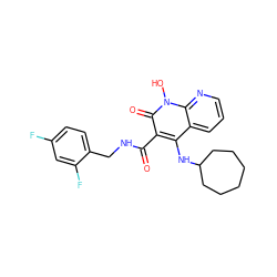 O=C(NCc1ccc(F)cc1F)c1c(NC2CCCCCC2)c2cccnc2n(O)c1=O ZINC000169352006