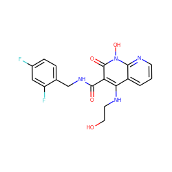 O=C(NCc1ccc(F)cc1F)c1c(NCCO)c2cccnc2n(O)c1=O ZINC000169352015