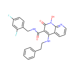 O=C(NCc1ccc(F)cc1F)c1c(NCCc2ccccc2)c2cccnc2n(O)c1=O ZINC000169352007