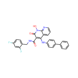 O=C(NCc1ccc(F)cc1F)c1c(Nc2ccc(-c3ccccc3)cc2)c2cccnc2n(O)c1=O ZINC000169351994