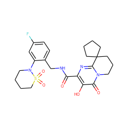 O=C(NCc1ccc(F)cc1N1CCCCS1(=O)=O)c1nc2n(c(=O)c1O)CCCC21CCCC1 ZINC000035851049