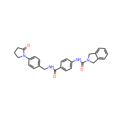 O=C(NCc1ccc(N2CCCC2=O)cc1)c1ccc(NC(=O)N2Cc3ccccc3C2)cc1 ZINC000166590284