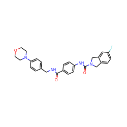 O=C(NCc1ccc(N2CCOCC2)cc1)c1ccc(NC(=O)N2Cc3ccc(F)cc3C2)cc1 ZINC000166979769