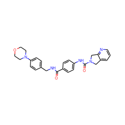 O=C(NCc1ccc(N2CCOCC2)cc1)c1ccc(NC(=O)N2Cc3cccnc3C2)cc1 ZINC000166908686