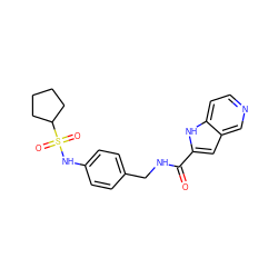 O=C(NCc1ccc(NS(=O)(=O)C2CCCC2)cc1)c1cc2cnccc2[nH]1 ZINC001772655569