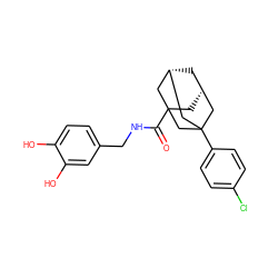 O=C(NCc1ccc(O)c(O)c1)C12C[C@H]3C[C@@H](C1)CC(c1ccc(Cl)cc1)(C3)C2 ZINC000034845924