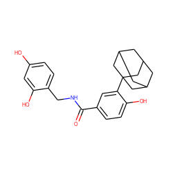 O=C(NCc1ccc(O)cc1O)c1ccc(O)c(C23CC4CC(CC(C4)C2)C3)c1 ZINC000084605166