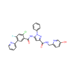 O=C(NCc1ccc(O)cn1)c1cc(NC(=O)c2cc(-c3ccccn3)c(F)cc2Cl)n(-c2ccccc2)n1 ZINC001772593577