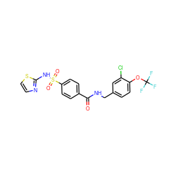 O=C(NCc1ccc(OC(F)(F)F)c(Cl)c1)c1ccc(S(=O)(=O)Nc2nccs2)cc1 ZINC000068204267