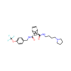 O=C(NCc1ccc(OC(F)(F)F)cc1)[C@@H]1[C@@H]2C=C[C@H]([C@H]1C(=O)NCCCCN1CCCC1)C21CC1 ZINC000168569951