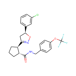 O=C(NCc1ccc(OC(F)(F)F)cc1)[C@@H]1CCC[C@H]1C1=NO[C@H](c2cccc(Cl)c2)C1 ZINC000045261665