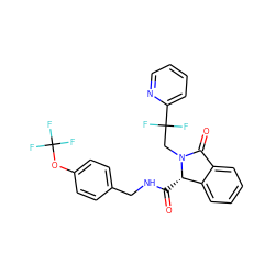 O=C(NCc1ccc(OC(F)(F)F)cc1)[C@H]1c2ccccc2C(=O)N1CC(F)(F)c1ccccn1 ZINC000068196732