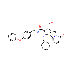 O=C(NCc1ccc(Oc2ccccc2)cc1)[C@H]1[C@H](CO)[C@H]2Cn3c(cccc3=O)[C@H]2N1CC1CCCCC1 ZINC000044417488