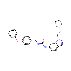 O=C(NCc1ccc(Oc2ccccc2)cc1)Nc1ccc2cnn(CCN3CCCC3)c2c1 ZINC000028524671