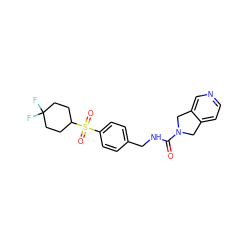 O=C(NCc1ccc(S(=O)(=O)C2CCC(F)(F)CC2)cc1)N1Cc2ccncc2C1 ZINC000096283100