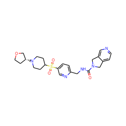 O=C(NCc1ccc(S(=O)(=O)C2CCN([C@@H]3CCOC3)CC2)cn1)N1Cc2ccncc2C1 ZINC000224956161