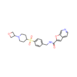 O=C(NCc1ccc(S(=O)(=O)C2CCN(C3COC3)CC2)cc1)c1cc2ccncc2o1 ZINC000225009224