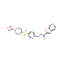 O=C(NCc1ccc(S(=O)(=O)C2CCN(C3COC3)CC2)cn1)c1cc2ccncc2o1 ZINC000223401117