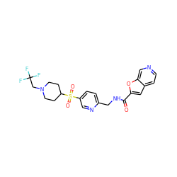 O=C(NCc1ccc(S(=O)(=O)C2CCN(CC(F)(F)F)CC2)cn1)c1cc2ccncc2o1 ZINC000224982560