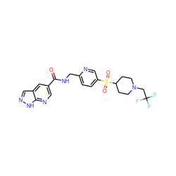 O=C(NCc1ccc(S(=O)(=O)C2CCN(CC(F)(F)F)CC2)cn1)c1cnc2[nH]ncc2c1 ZINC000225020114