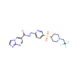 O=C(NCc1ccc(S(=O)(=O)C2CCN(CC(F)(F)F)CC2)cn1)c1cnc2nccn2c1 ZINC001772585381