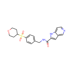 O=C(NCc1ccc(S(=O)(=O)C2CCOCC2)cc1)c1cc2cnccc2[nH]1 ZINC000223611126