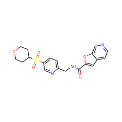 O=C(NCc1ccc(S(=O)(=O)C2CCOCC2)cn1)c1cc2ccncc2o1 ZINC000223398265