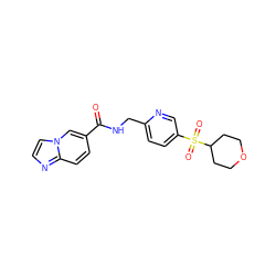 O=C(NCc1ccc(S(=O)(=O)C2CCOCC2)cn1)c1ccc2nccn2c1 ZINC001772582416