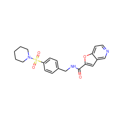 O=C(NCc1ccc(S(=O)(=O)N2CCCCC2)cc1)c1cc2cnccc2o1 ZINC000096282800