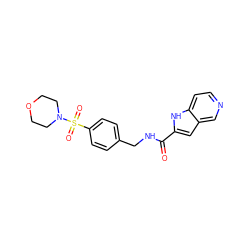 O=C(NCc1ccc(S(=O)(=O)N2CCOCC2)cc1)c1cc2cnccc2[nH]1 ZINC000225011616