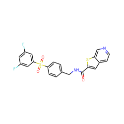 O=C(NCc1ccc(S(=O)(=O)c2cc(F)cc(F)c2)cc1)c1cc2ccncc2s1 ZINC000096282764