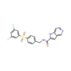 O=C(NCc1ccc(S(=O)(=O)c2cc(F)cc(F)c2)cc1)c1cc2cnccc2[nH]1 ZINC000096282770