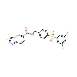 O=C(NCc1ccc(S(=O)(=O)c2cc(F)cc(F)c2)cc1)c1ccc2nccn2c1 ZINC000095920765