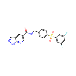 O=C(NCc1ccc(S(=O)(=O)c2cc(F)cc(F)c2)cc1)c1cnc2[nH]ncc2c1 ZINC000169342471