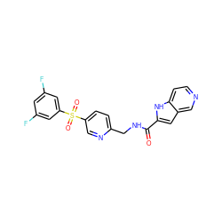 O=C(NCc1ccc(S(=O)(=O)c2cc(F)cc(F)c2)cn1)c1cc2cnccc2[nH]1 ZINC000206004494