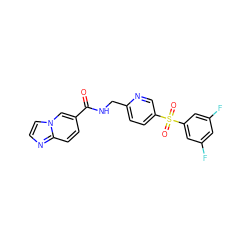 O=C(NCc1ccc(S(=O)(=O)c2cc(F)cc(F)c2)cn1)c1ccc2nccn2c1 ZINC000206007552