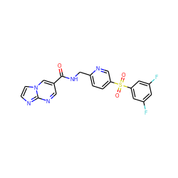 O=C(NCc1ccc(S(=O)(=O)c2cc(F)cc(F)c2)cn1)c1cnc2nccn2c1 ZINC000206004458