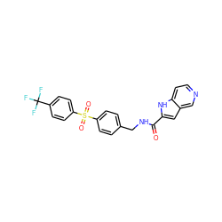 O=C(NCc1ccc(S(=O)(=O)c2ccc(C(F)(F)F)cc2)cc1)c1cc2cnccc2[nH]1 ZINC000096282774