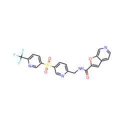 O=C(NCc1ccc(S(=O)(=O)c2ccc(C(F)(F)F)nc2)cn1)c1cc2ccncc2o1 ZINC000223403629