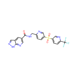 O=C(NCc1ccc(S(=O)(=O)c2ccc(C(F)(F)F)nc2)cn1)c1cnc2[nH]ncc2c1 ZINC000223400142